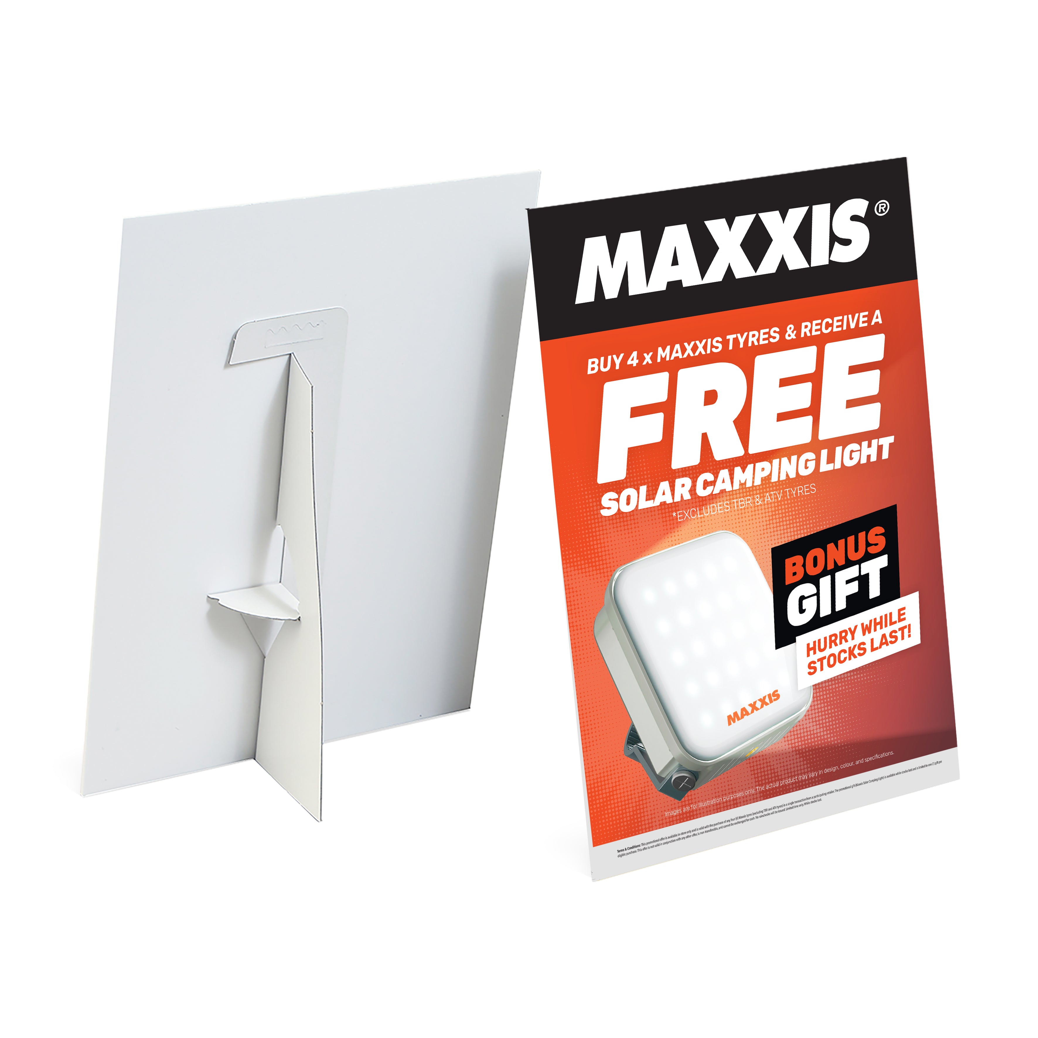 Maxxis Solar Camping Light Promo: A4 Strut Card