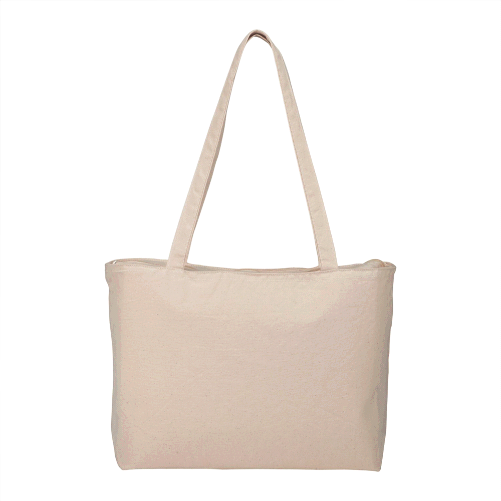 Zippered Cotton Canvas Shopper Tote