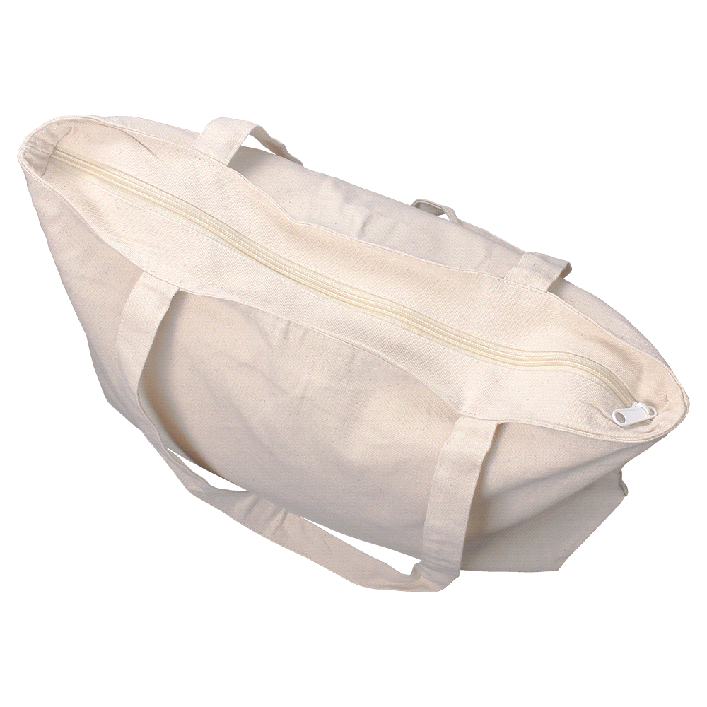 Zippered Cotton Canvas Shopper Tote