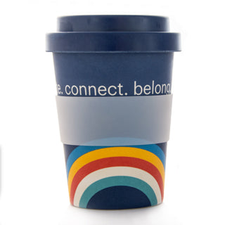 Bamboo Coffee Cup Rainbow with blue lid