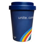 Bamboo Coffee Cup Rainbow with blue lid