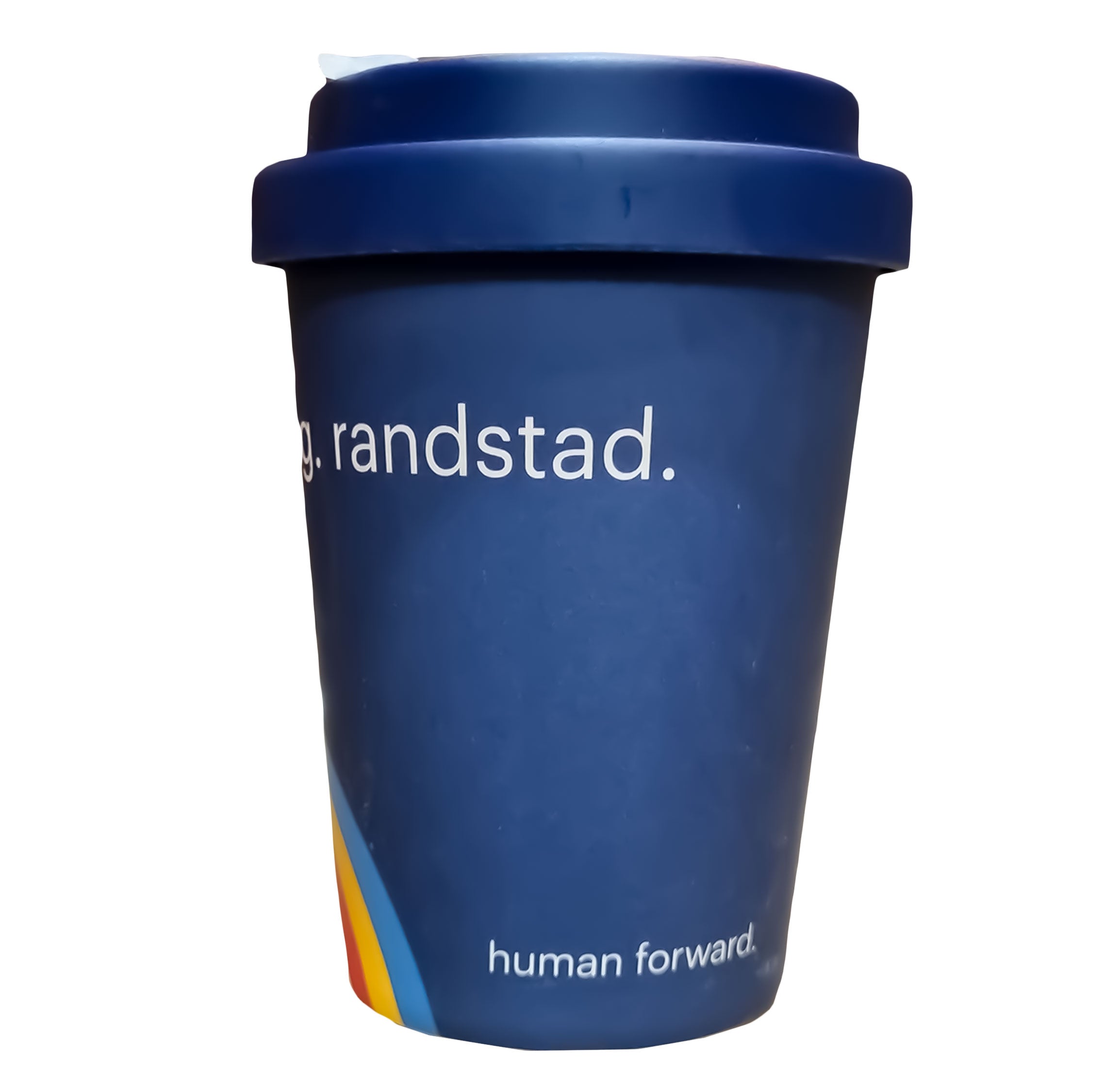 Bamboo Coffee Cup Rainbow with blue lid