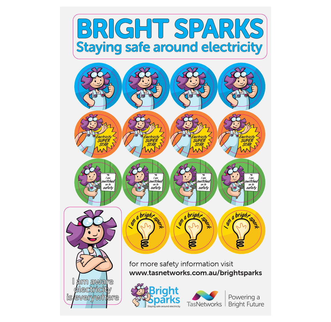 TasNetworks Reward Sticker Sheet