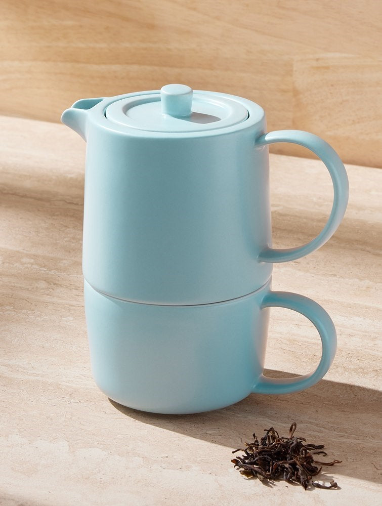 Cafe Life Tea for One With Infuser 450ml Seafoam Gift Box