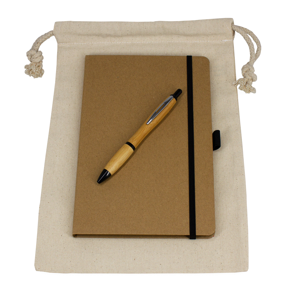 Drawstring Bag + JournalBook + Pen Set