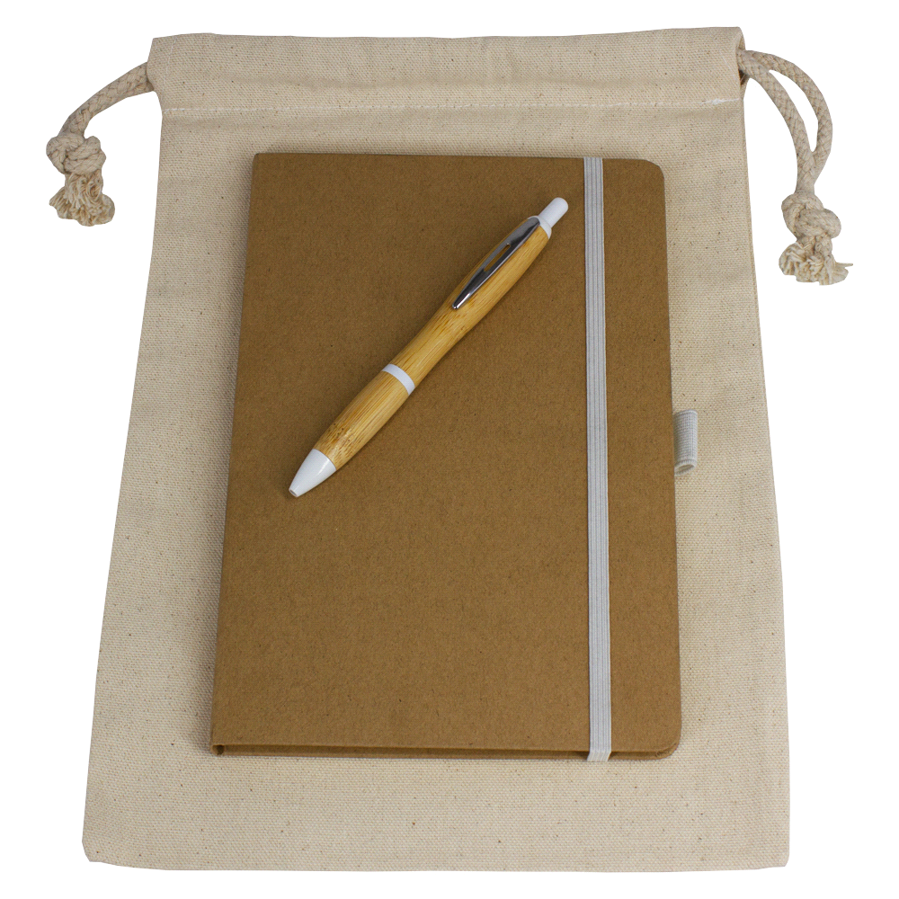 Drawstring Bag + JournalBook + Pen Set
