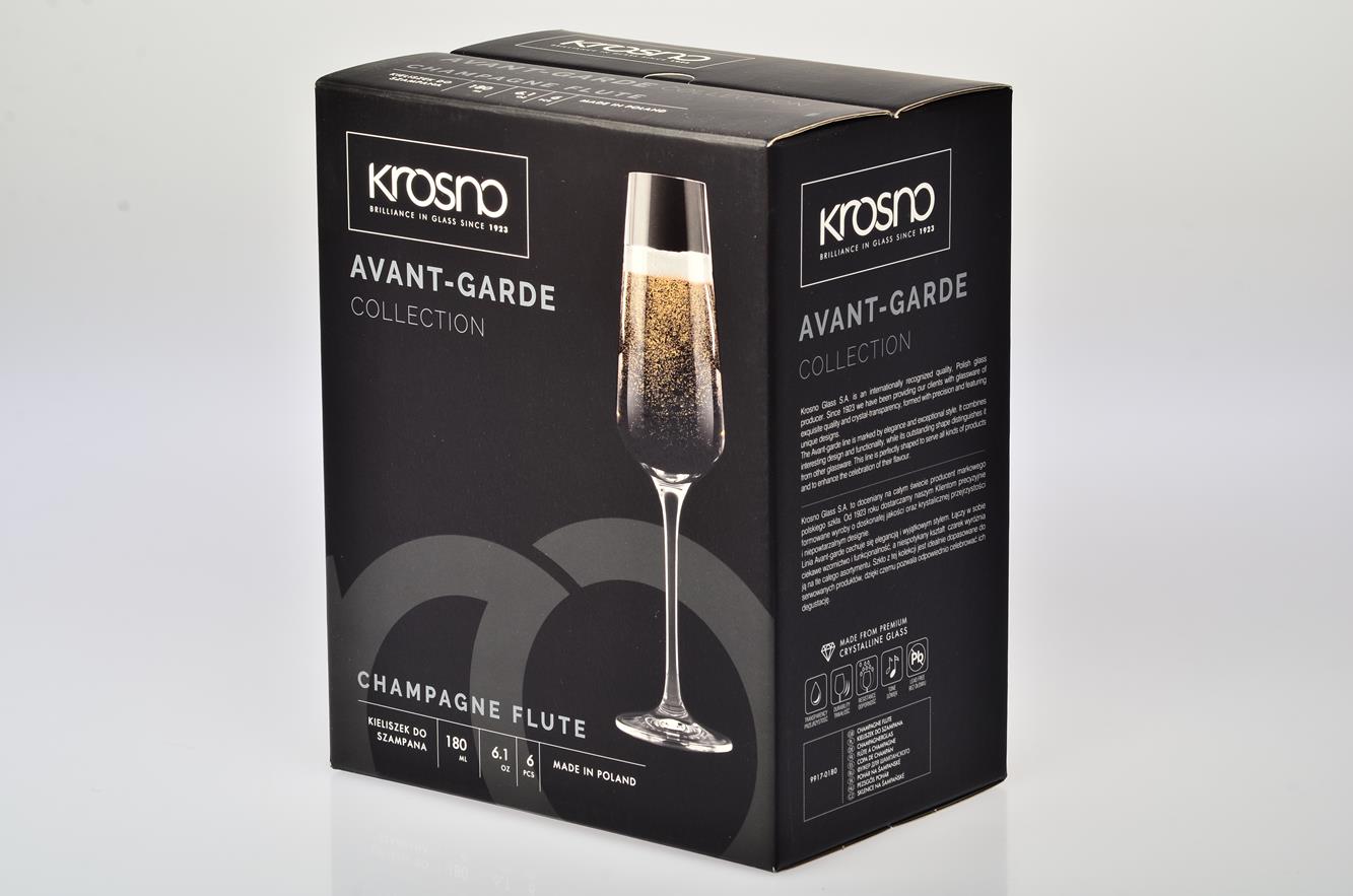 Krosno Avant-Garde Champagne Flute 180ml 6pc Gift Box