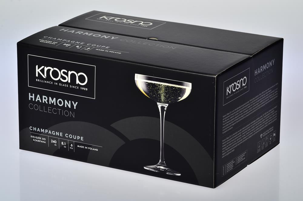 Krosno Harmony Champagne Coupe 240ml 6pc Gift Box