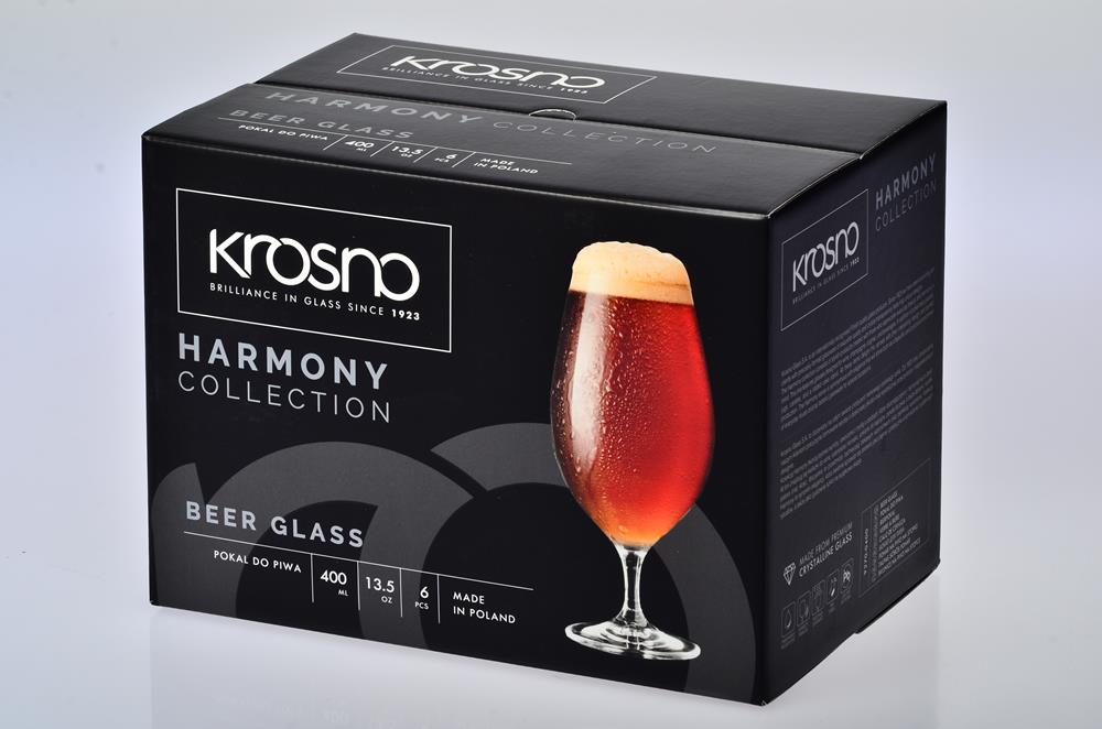 Krosno Harmony Beer Glass 400ml 6pc Gift Box