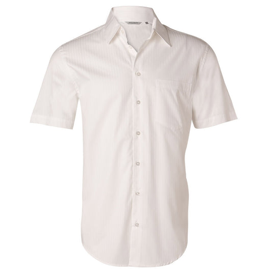 Self Stripe Short Sleeve Mens Shirt