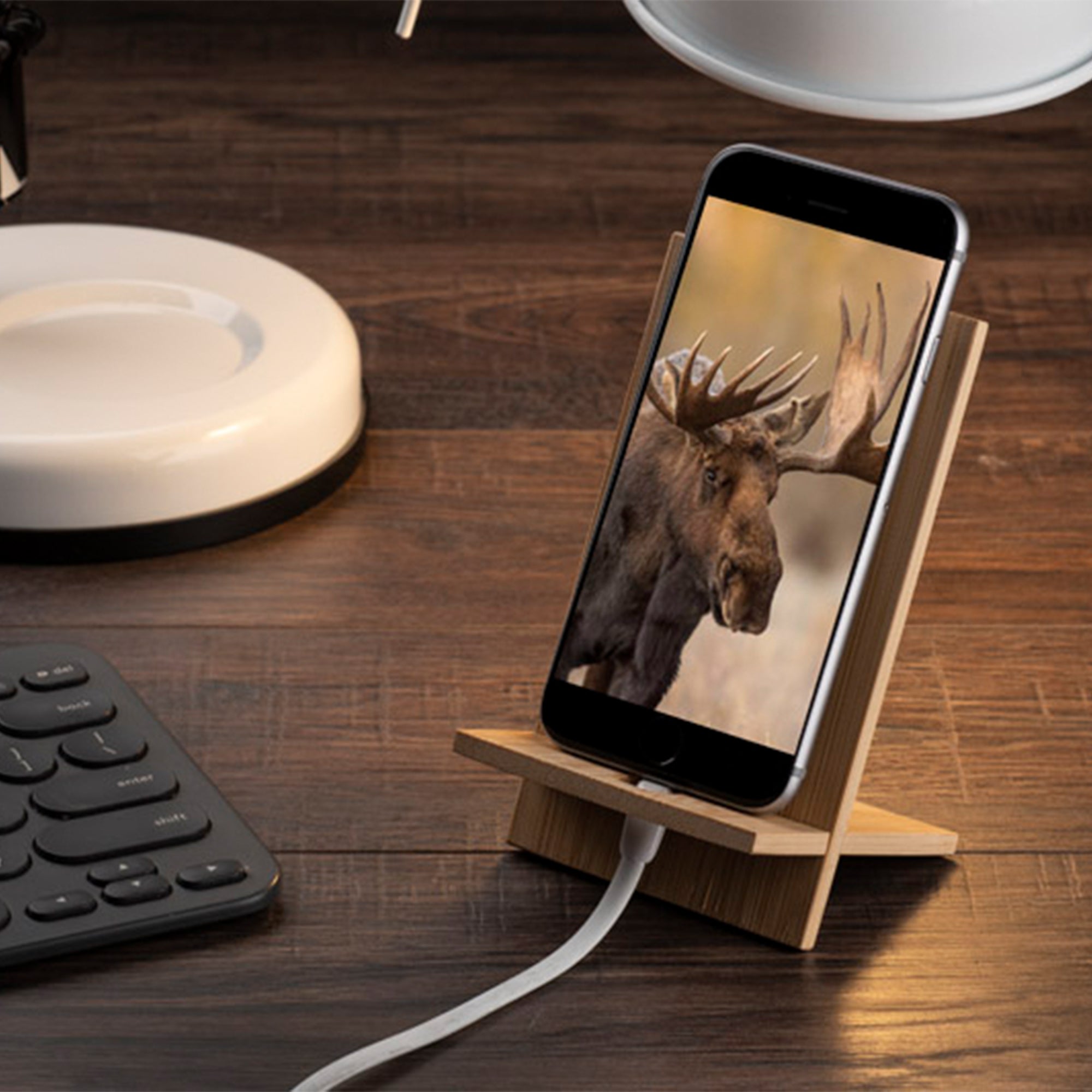 Groove Bamboo Phone Stand