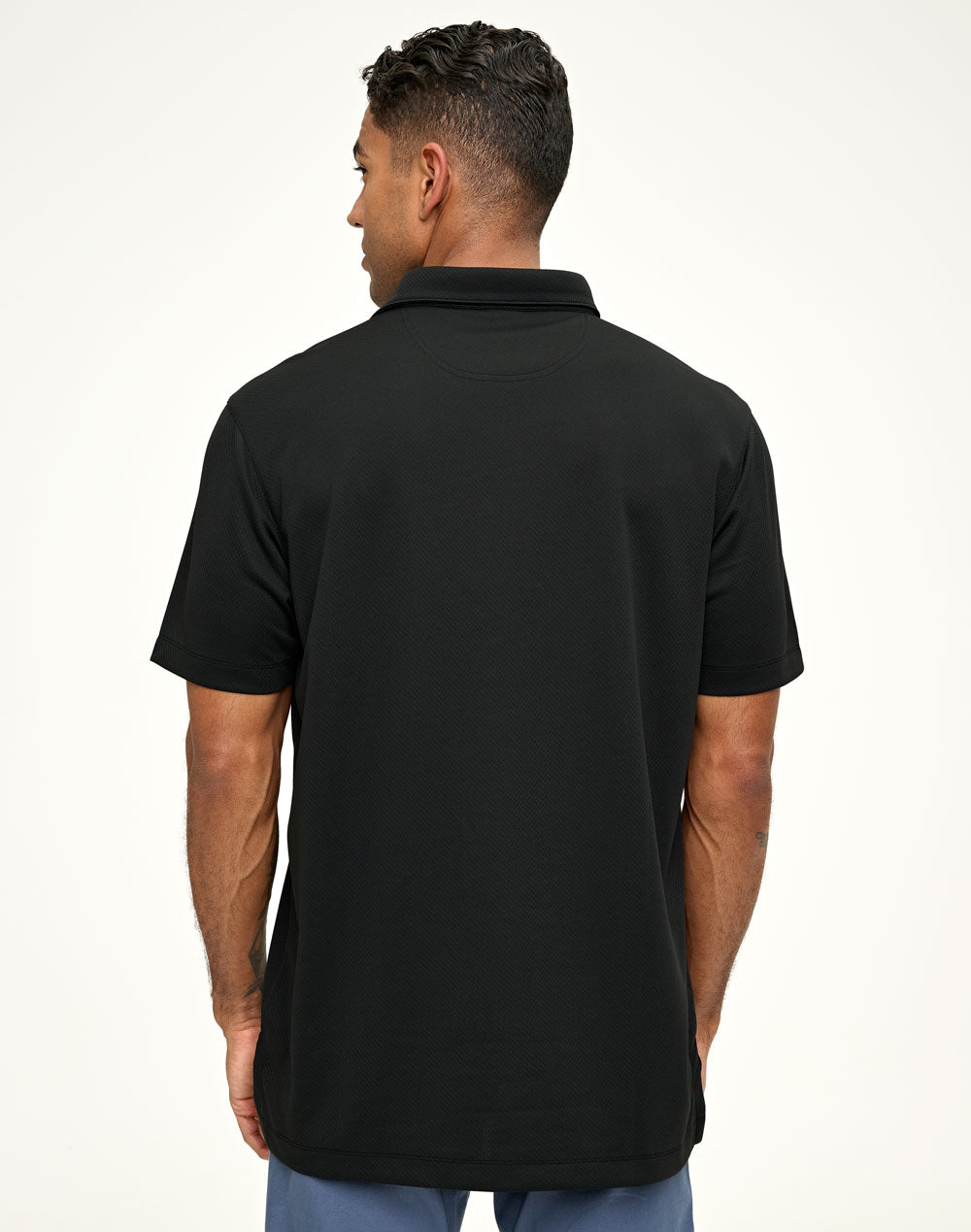 Sustainable Jacquard Knit Mens Polo