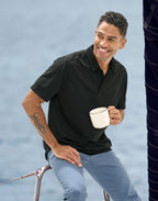 Sustainable Jacquard Knit Mens Polo
