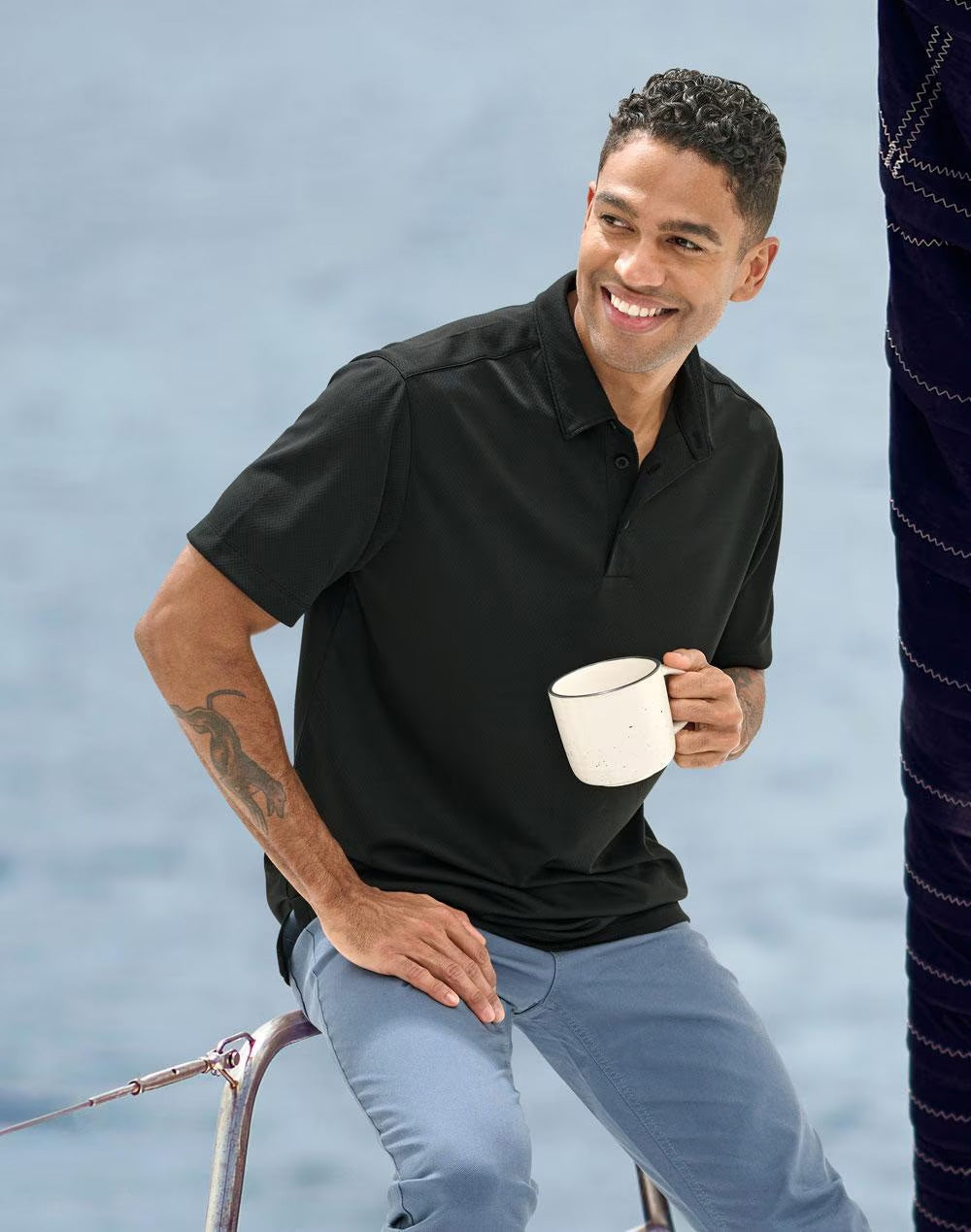Sustainable Jacquard Knit Mens Polo