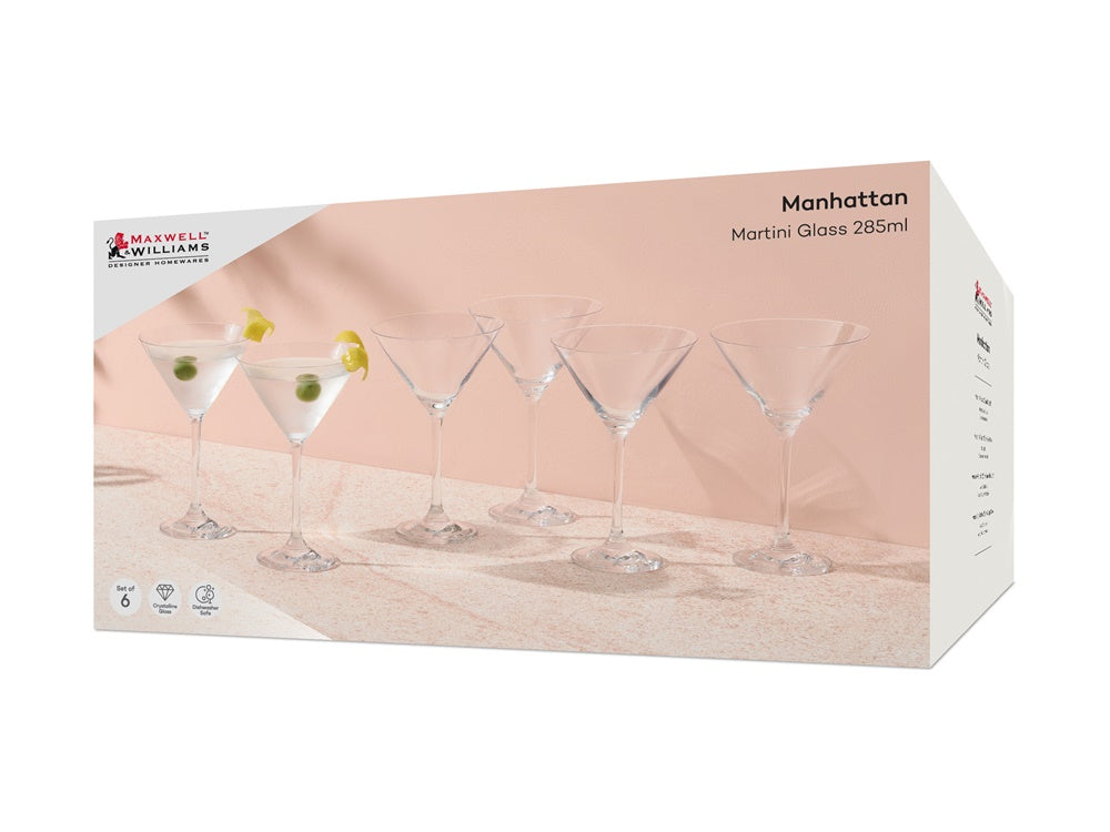Manhattan Martini Glass 285ml Set of 6 Gift Box