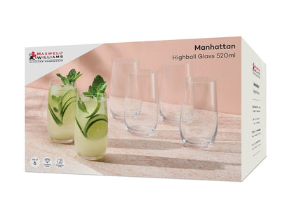 Manhattan Highball Glass 520ml Set of 6 Gift Box