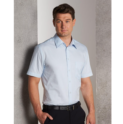 Self Stripe Short Sleeve Mens Shirt