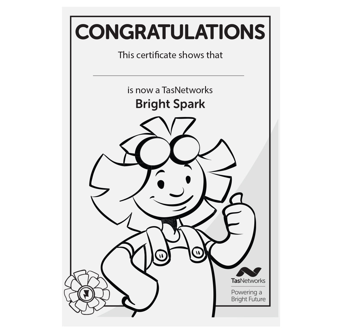 BrightSpark Colour-in Certificate