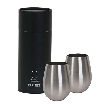 Stemless Stainless Steel Wine 530ml Glass Set