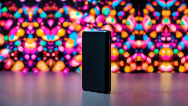 Lithium ion batteries in a black power bank with bright background